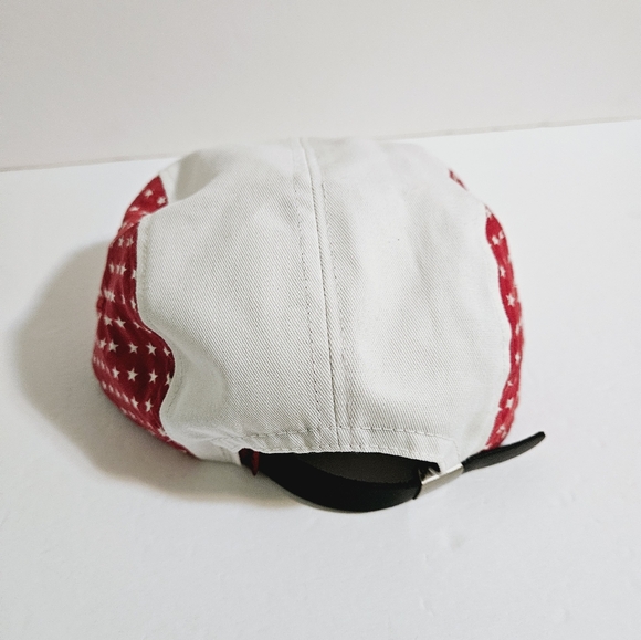 Entree LS Cap Red/White Navy Star Pattern Print Adjustable Buckle Hat - Picture 5 of 11